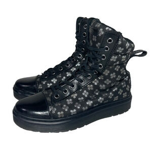 Dr. Martens Blend Patent Leather Floral Canvas Boots